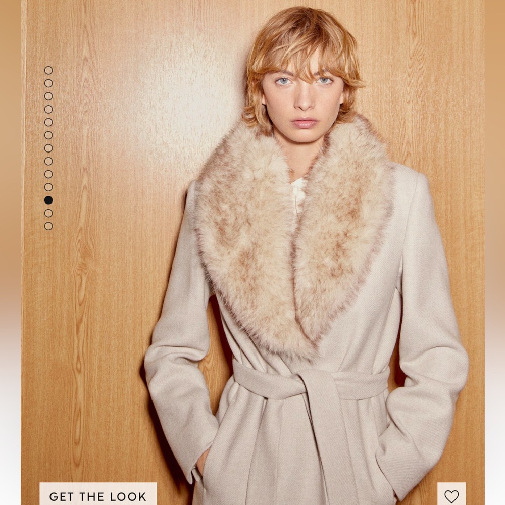 Mango Butter Wool Coat with Faux Fur Collar